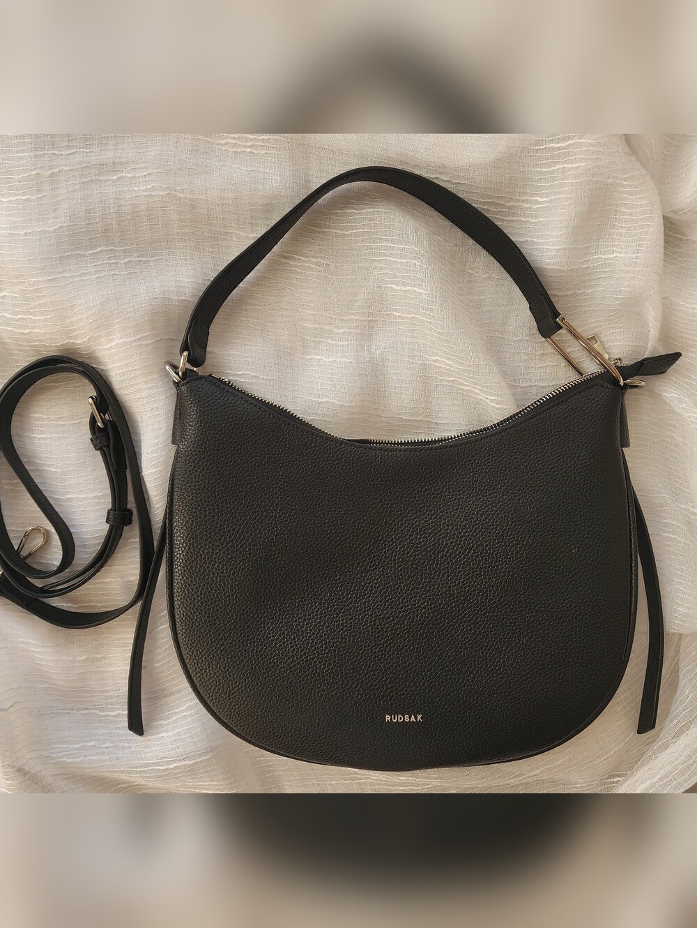 RUDSAK Sylvia Black Pebbled Leather Crescent Hobo Bag - NEW W/O TAGS